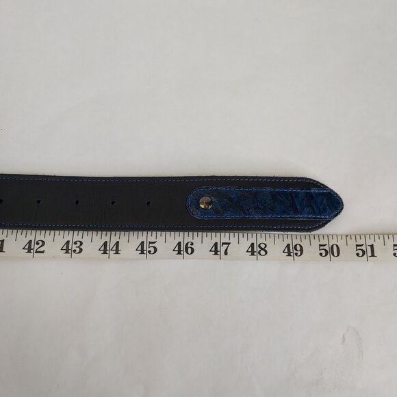 Canadian Custom Leather Western Belt Sz 40 Black Blue Screw Rivet Buckle Loop - Picture 13 of 15
